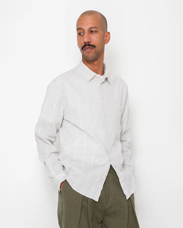 RELAXED FIT SHIRT - SILVER TEXTURED CHECK