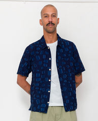 GABE SHIRT - INDIGO IRREGULAR DOT