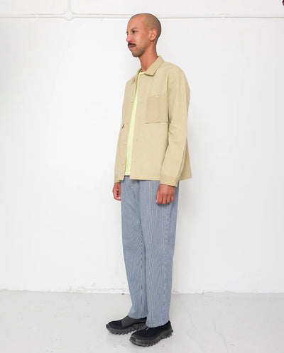 PATCH OVERSHIRT - LIGHT KHAKI SLUB LINEN