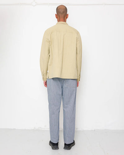 PATCH OVERSHIRT - LIGHT KHAKI SLUB LINEN