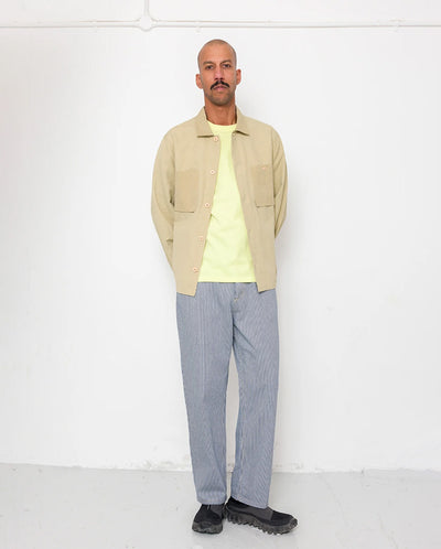 PATCH OVERSHIRT - LIGHT KHAKI SLUB LINEN