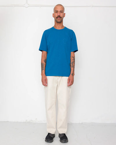 SLUB EMBROIDERED T-SHIRT - SOFT BLUE