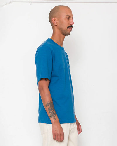 SLUB EMBROIDERED T-SHIRT - SOFT BLUE