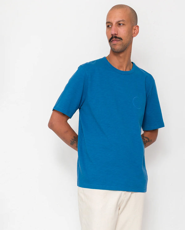 SLUB EMBROIDERED T-SHIRT - SOFT BLUE