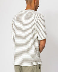 TEXTURED STRIPE T-SHIRT - ECRU / OLIVE