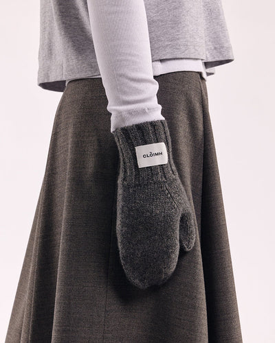 Wool Oversize Mittens - Dark Grey