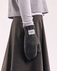 Wool Oversize Mittens - Dark Grey