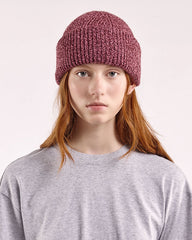 Soft Wool Chunky Beanie - Burgundy/Pink Marl