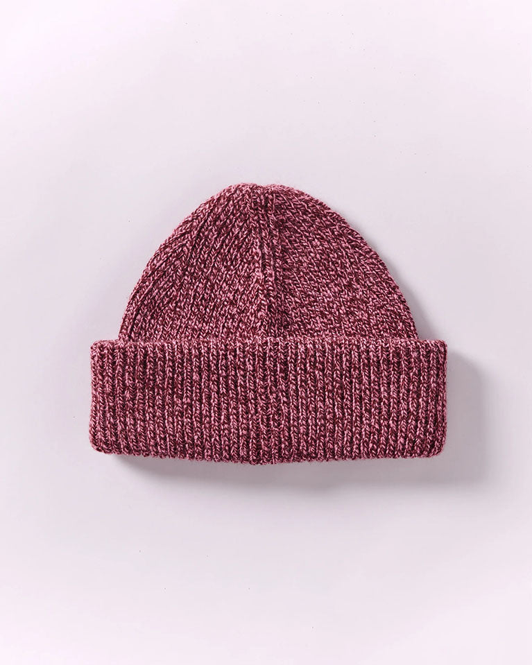Soft Wool Chunky Beanie - Burgundy/Pink Marl