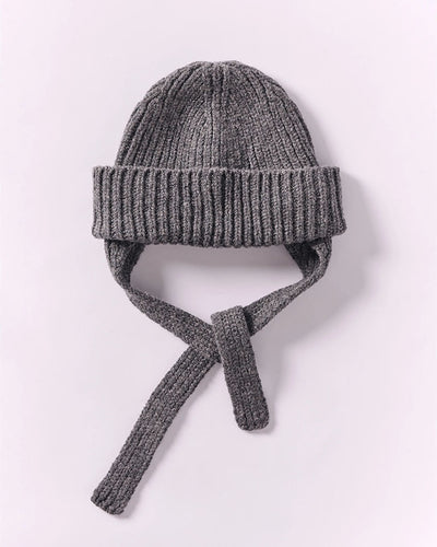 Wool Ear Flap Hat - Dark Grey