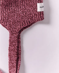 Soft Wool Tied Bonnet - Burgundy/Pink Marl
