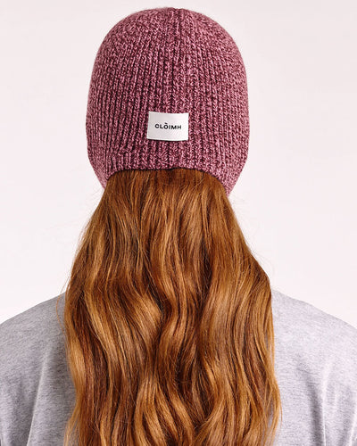 Soft Wool Tied Bonnet - Burgundy/Pink Marl