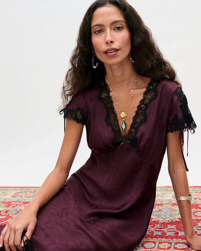 Fern Dress - Wine Floral Trail