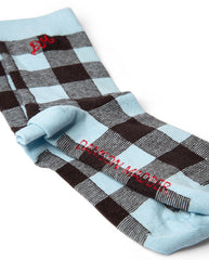 Gingham Socks - Pale Blue & Choc