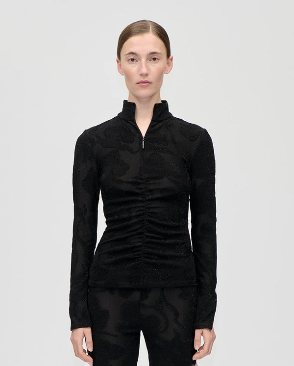 Lurex devore Top BLACK