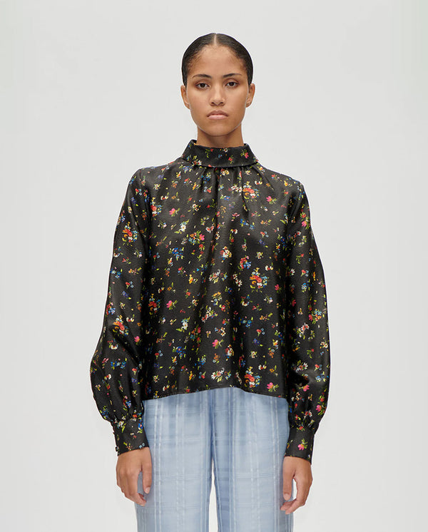 Printed Gathered Top - Magnolia Garden