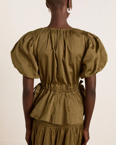 Hadley Blouse - Olive Satin