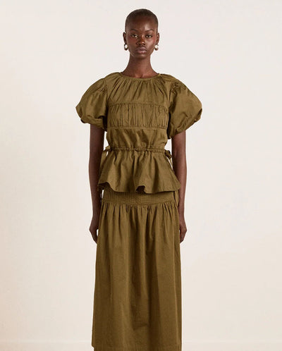 Hadley Blouse - Olive Satin