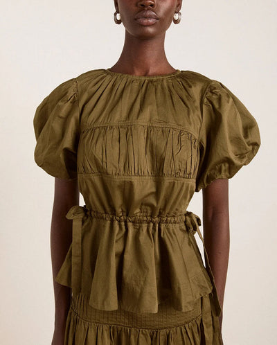 Hadley Blouse - Olive Satin