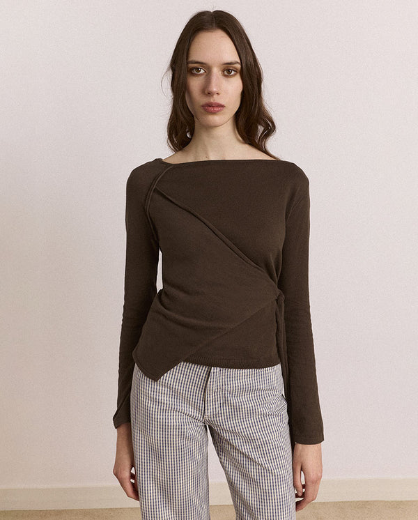 Hannie Sheer Tie Jumper - Khaki