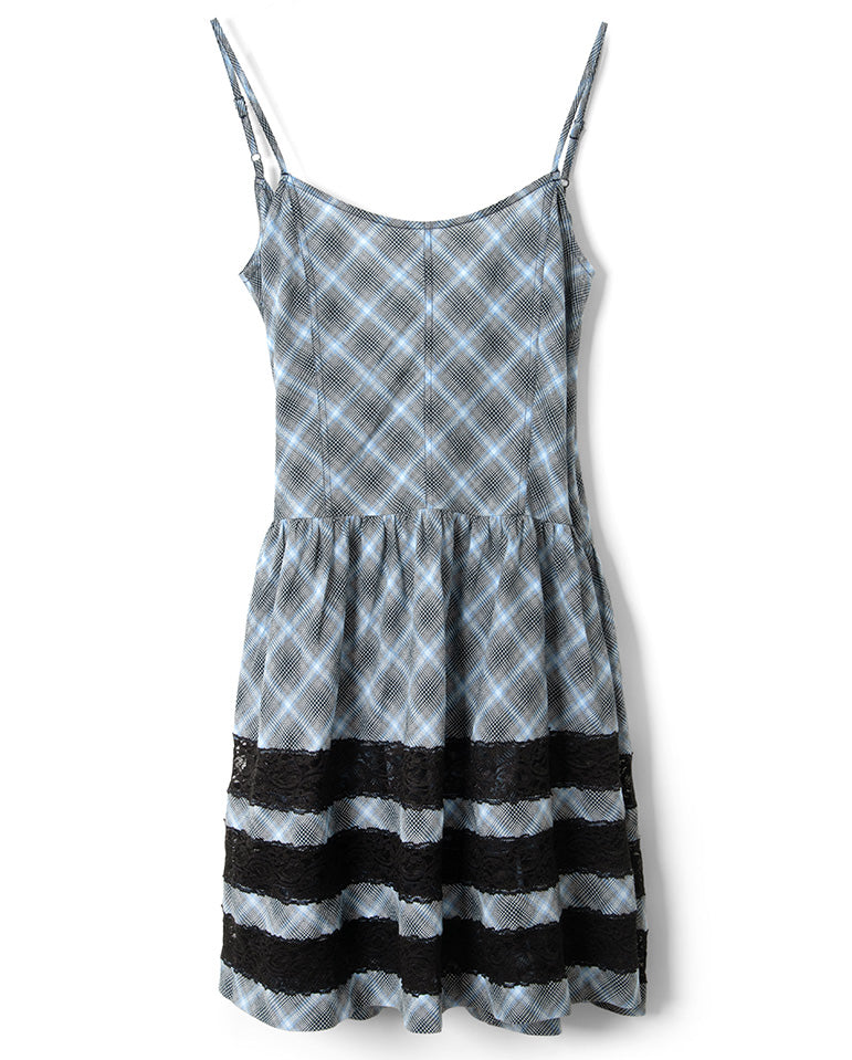Iggy Lace Insert Midi Dress - Blue Pepper Check