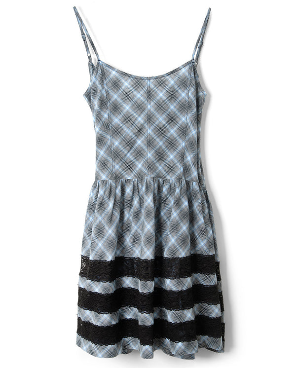 Iggy Lace Insert Midi Dress - Blue Pepper Check