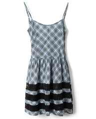 Iggy Lace Insert Midi Dress - Blue Pepper Check