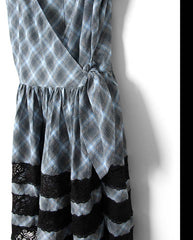 Iggy Lace Insert Midi Dress - Blue Pepper Check