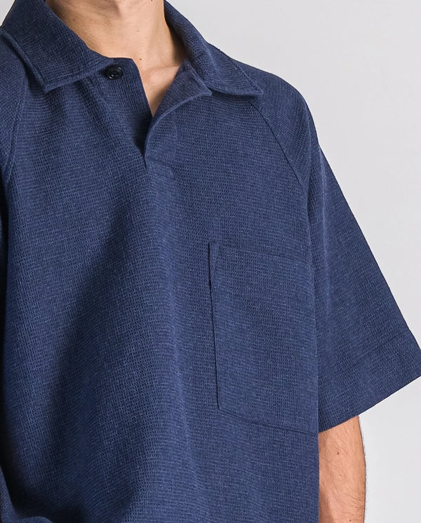 Waffle polo - blue