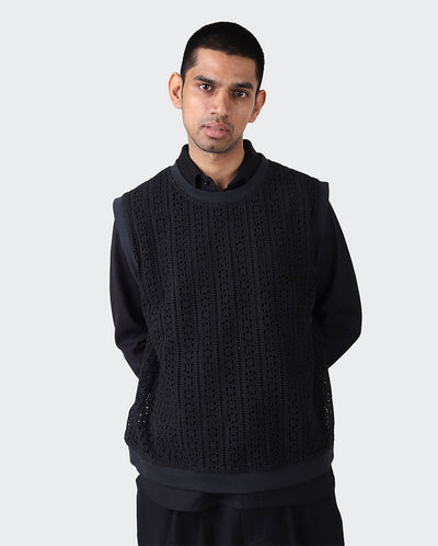 Noto Schiffly Tank Top BLACK