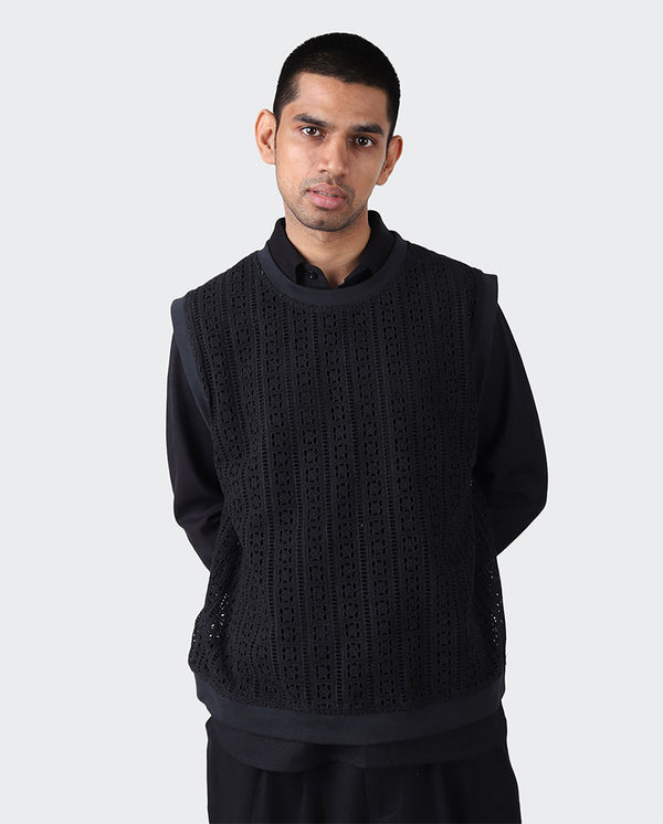 Noto Schiffly Tank Top BLACK