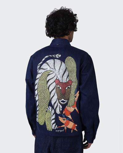 Bodhi Gond painted jacket Indigo Hand paint