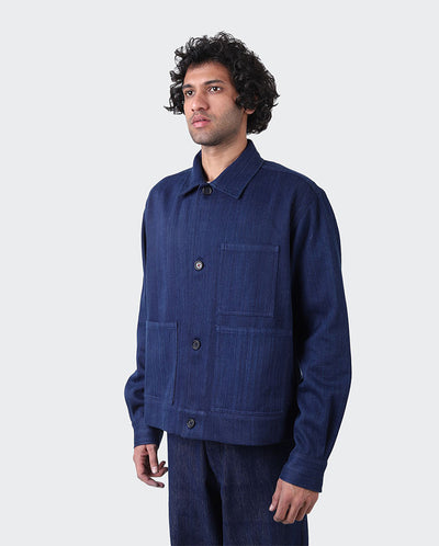 Bodhi Gond painted jacket Indigo Hand paint