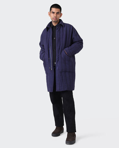 Handwoven Silk Coat NAVY