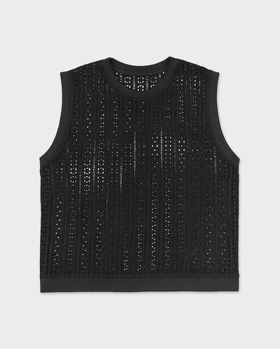 Noto Schiffly Tank Top BLACK