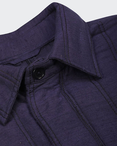 Handwoven Silk Coat NAVY