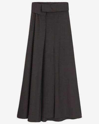 Wide Wool Skirt - Black