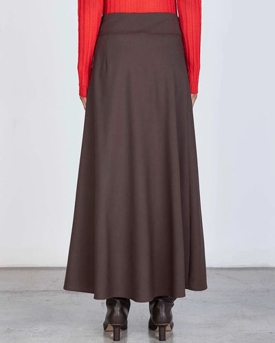 Wide Wool Skirt - Black