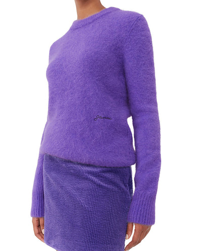 Brushed Alpaca O Neck knit PURPLE
