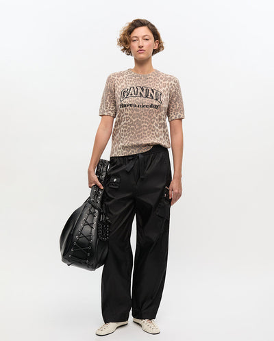 Graphic Leopard Print Wool Mix Tee - Leopard