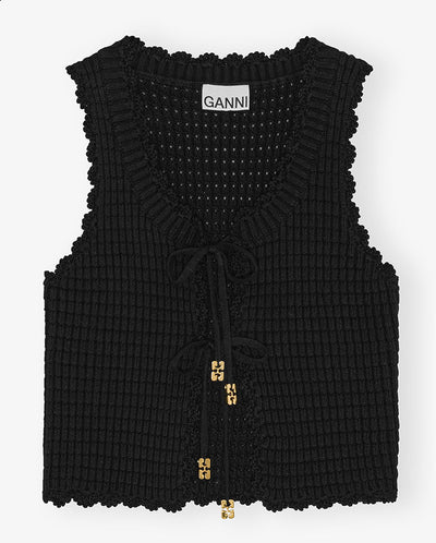 Cotton Textured lace top - Black