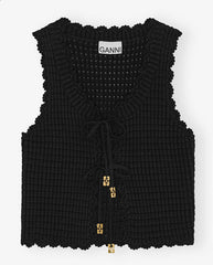 Cotton Textured lace top - Black