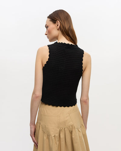 Cotton Textured lace top - Black