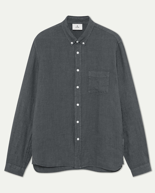 Branco Button Down Smoked Pearl Linen