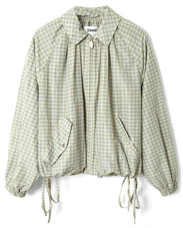 Lailah Lightweight Bomber - Oyster Gingham