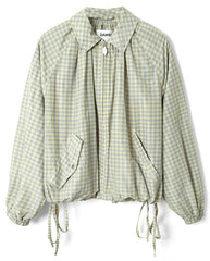 Lailah Lightweight Bomber - Oyster Gingham
