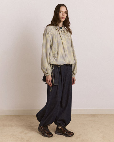 Lailah Lightweight Bomber - Oyster Gingham