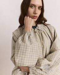 Lailah Lightweight Bomber - Oyster Gingham