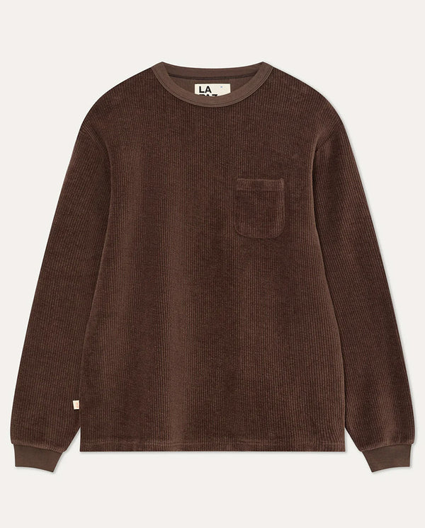 DUARTE LONG SLEEVE T-SHIRT - Ribbed Brown
