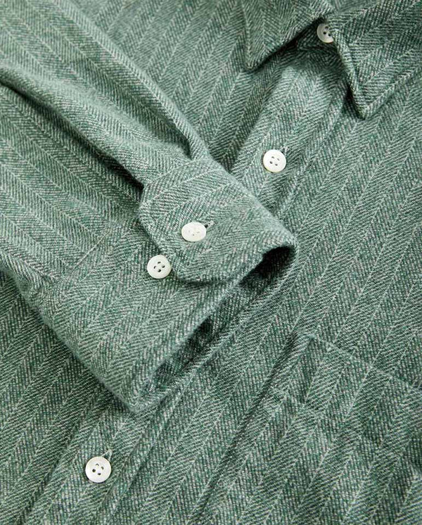 MIRRA RAGLAN SLEEVE SHIRT - GREEN HERRINGBONE